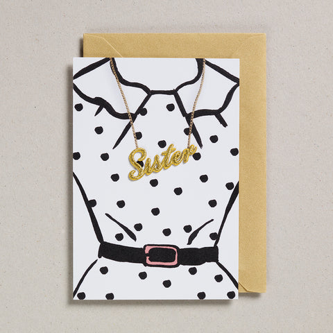 Gold Word Card - Spotty Dress - Sister