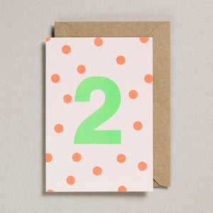 Number Cards - Acid Green/Orange - Age 2