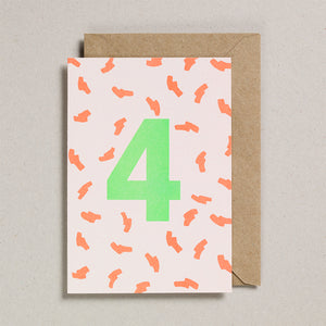 Number Cards - Acid Green/Orange - Age 4