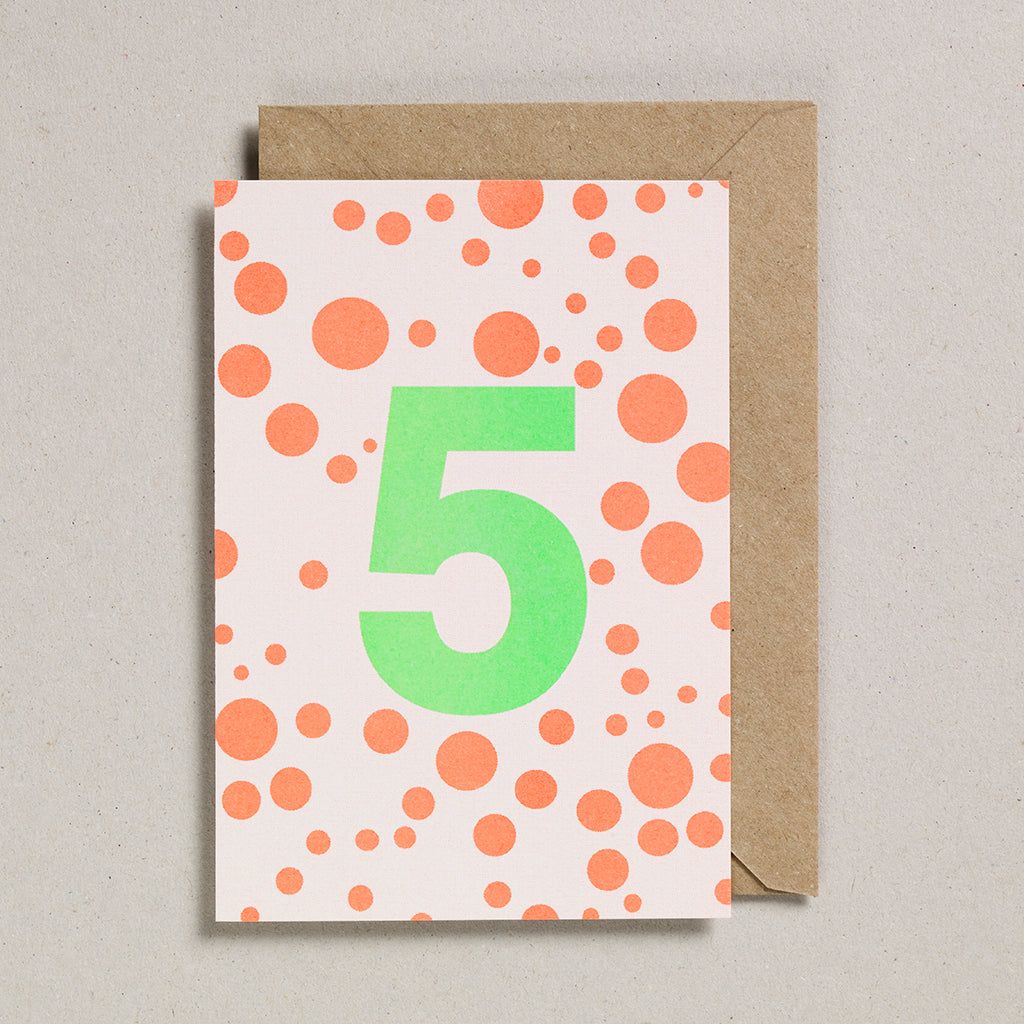 Number Cards - Acid Green/Orange - Age 5