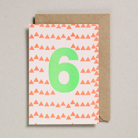 Number Cards - Acid Green/Orange - Age 6