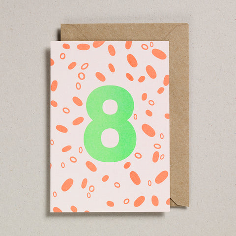 Number Cards - Acid Green/Orange - Age 8