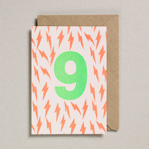 Number Cards - Acid Green/Orange - Age 9