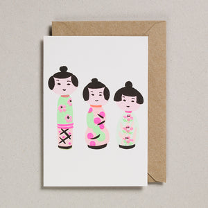 Riso Papercut Card - Dolls