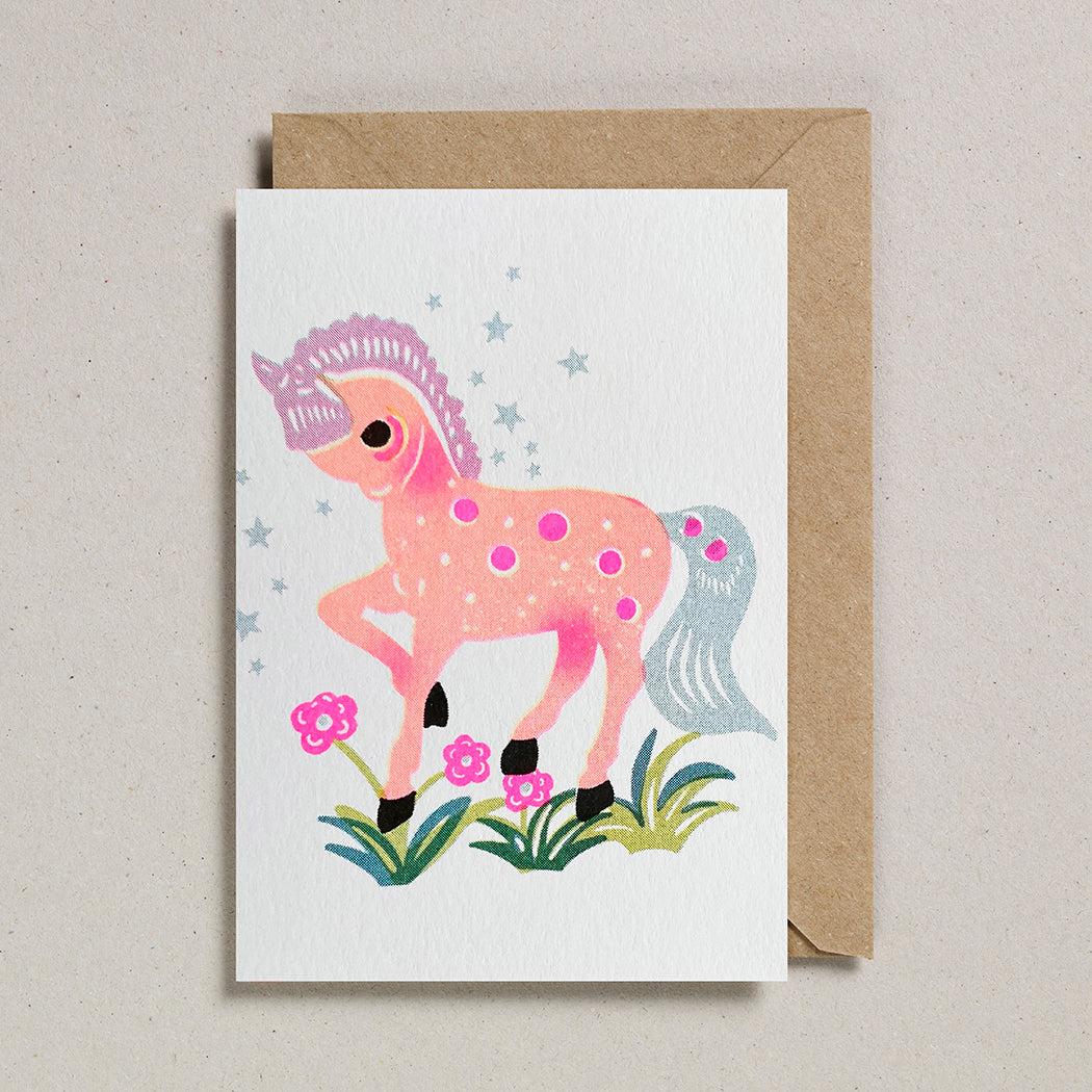 Riso Papercut Card - Pony Peach