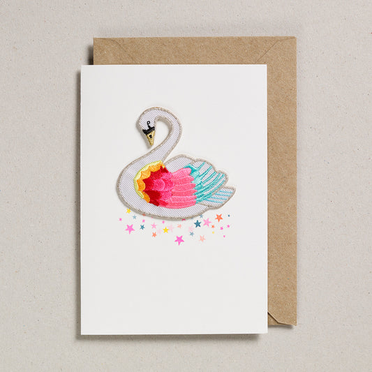 Iron on Patch Card - Rainbow Swan