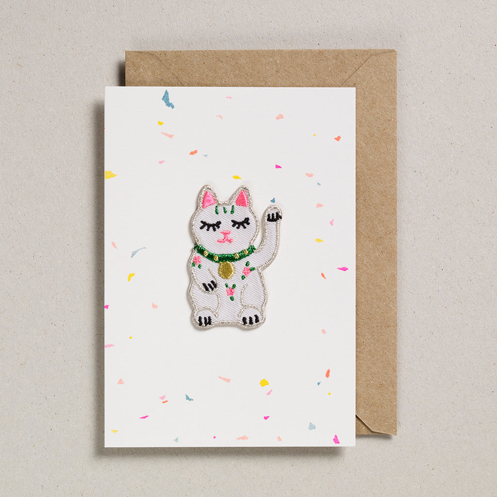 Iron on Patch Card - Lucky Waving Cat
