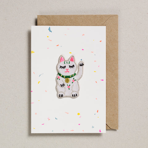 Iron on Patch Card - Lucky Waving Cat