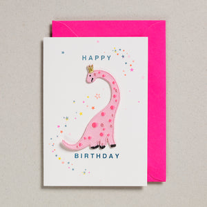 Iron on Patch Card - Pink Dino