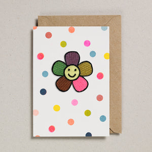Iron on Patch Card - Happy Flower