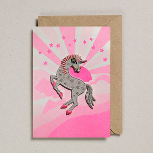 Iron on Patch Card - Pink Sunshine Unicorn