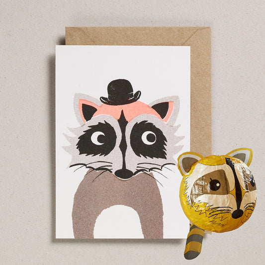 Paper Balloon Card - Raccoon