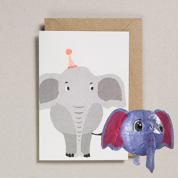 Paper Balloon Card - Elephant