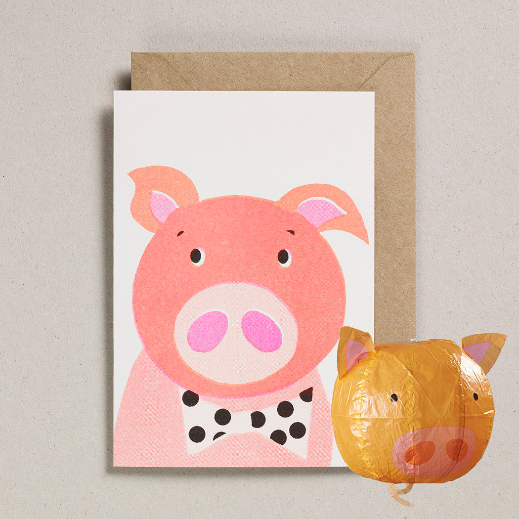 Paper Balloon Card - Pig