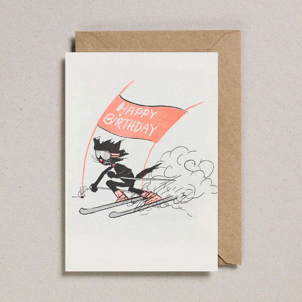 Rascals Cards -  Skiing Cat