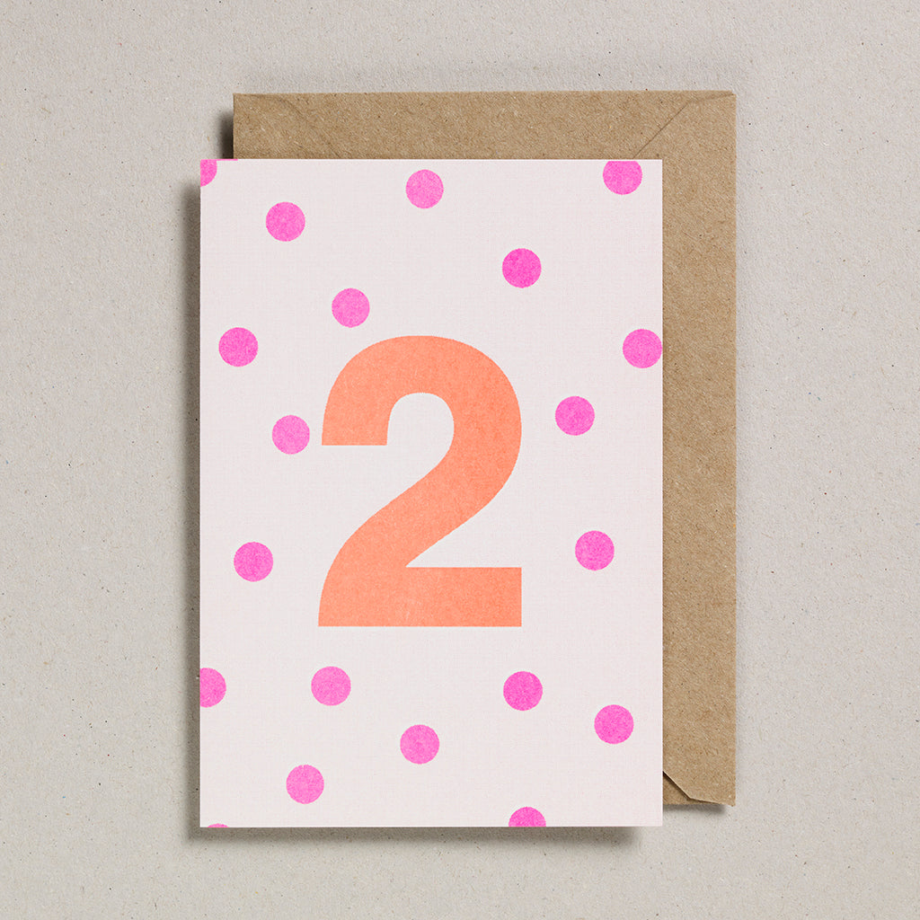Riso Number Cards - Pink/Orange - Age 2
