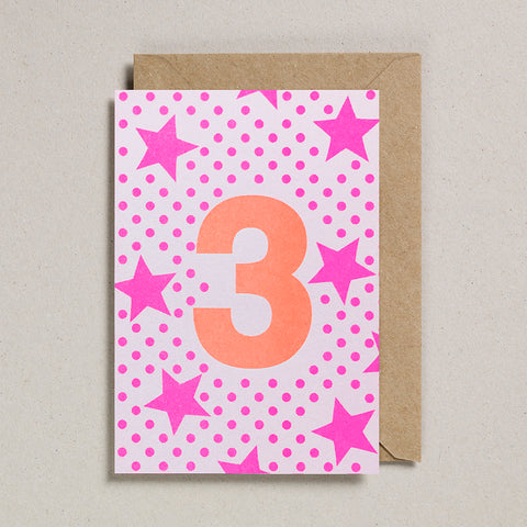 Riso Number Cards - Pink/Orange - Age 3