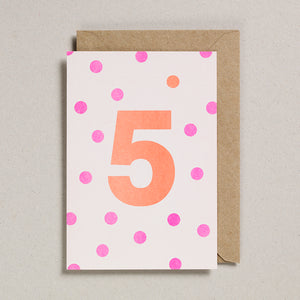 Riso Number Cards - Pink/Orange - Age 5