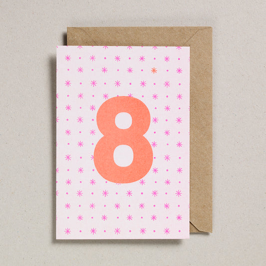 Riso Number Cards - Pink/Orange - Age 8