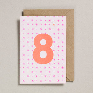 Riso Number Cards - Pink/Orange - Age 8
