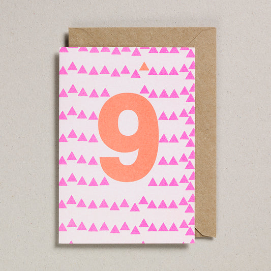 Riso Number Cards - Pink/Orange - Age 9