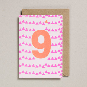 Riso Number Cards - Pink/Orange - Age 9