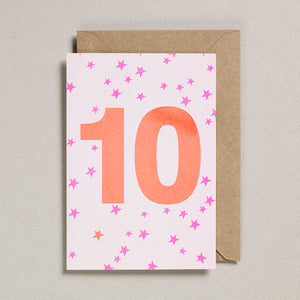 Riso Number Cards - Pink/Orange - Age 10