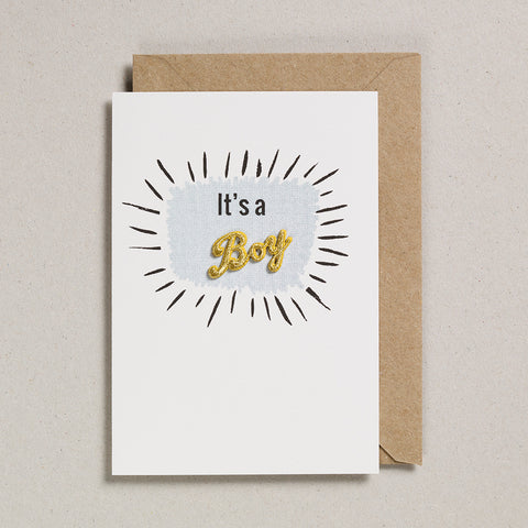 Embroidered Word Card - It's a Boy