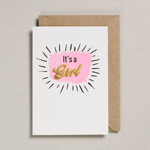 Embroidered Word Card - It's a Girl