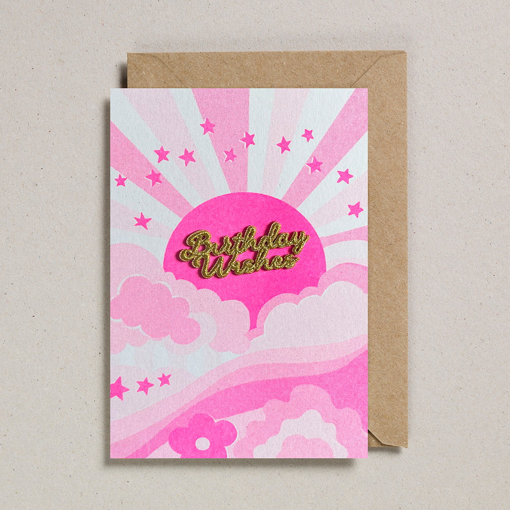 Embroidered Word - Pink Sunshine Birthday Wishes