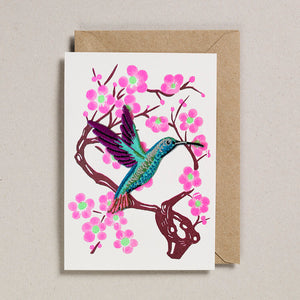 Riso Papercut Cards - Iron on Hummingbird