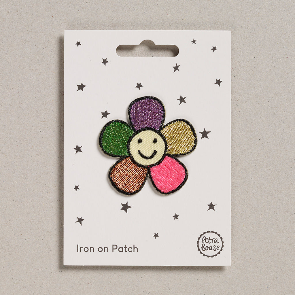 Happy Flower With Face Iron On Patch | Petra Boase