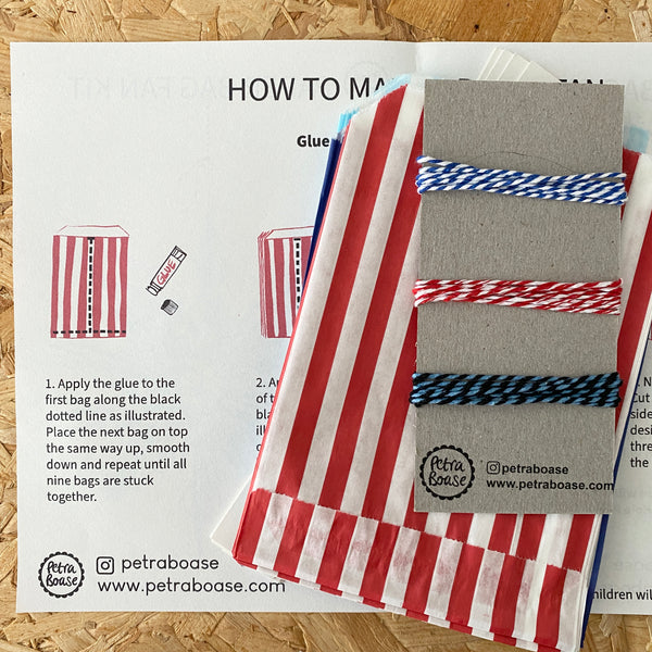 Black and White Stripe Paper Bag Fan DIY kit-Set of 3