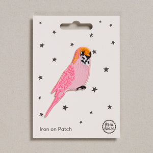 Iron on Patch - Pink Budgie