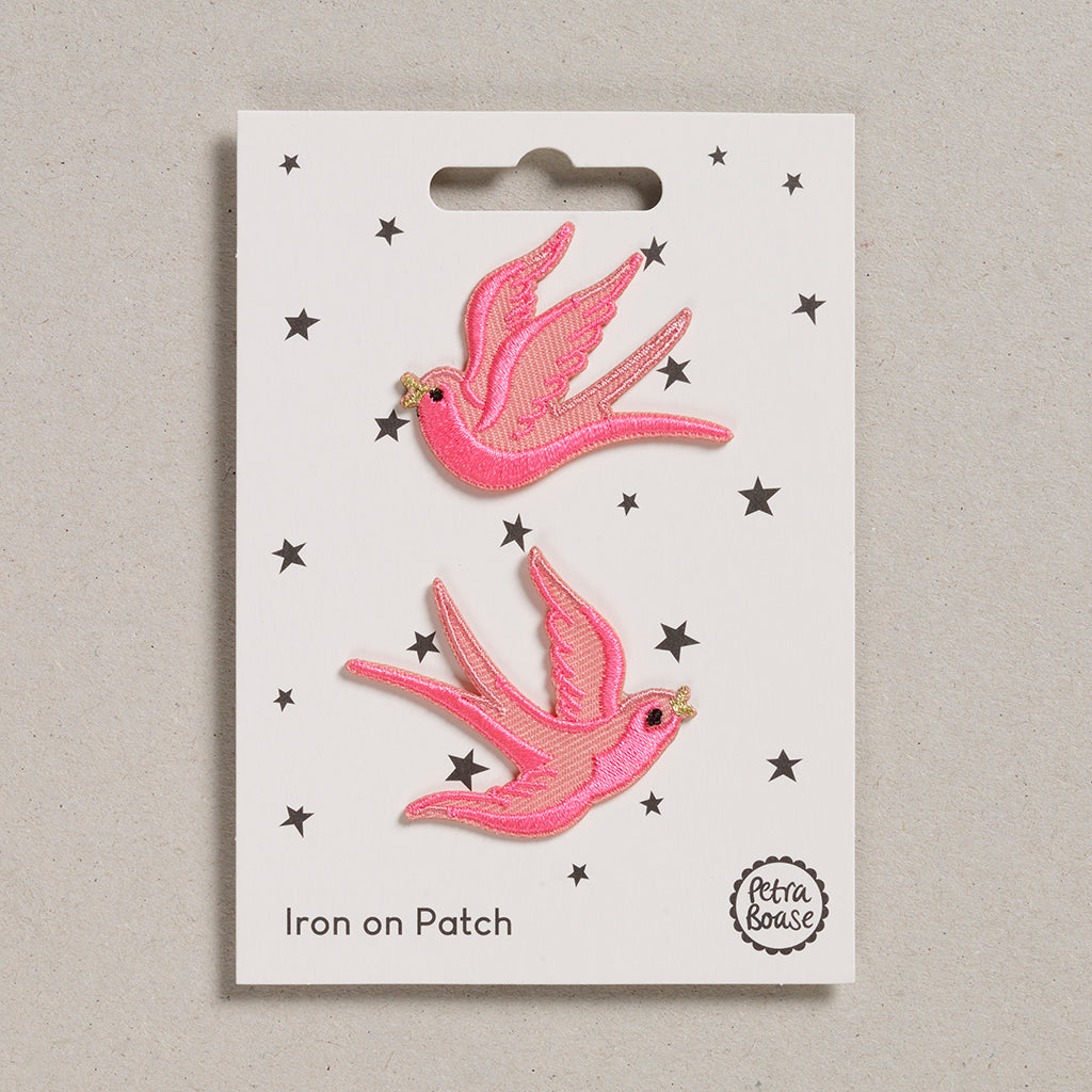 Iron on Patch - Pink Swallows