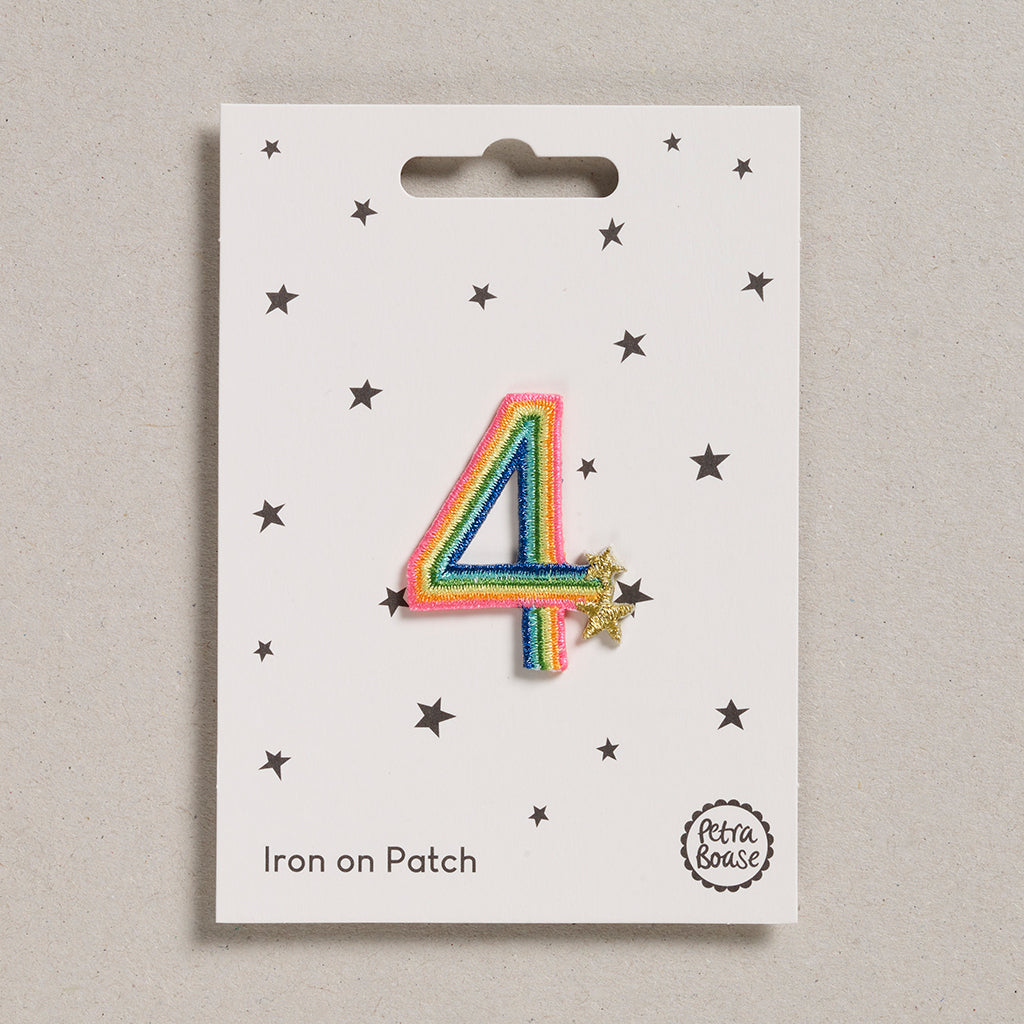 Iron on Patch - Rainbow Number - Four