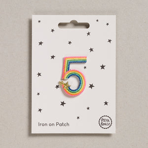 Iron on Patch - Rainbow Number - Five