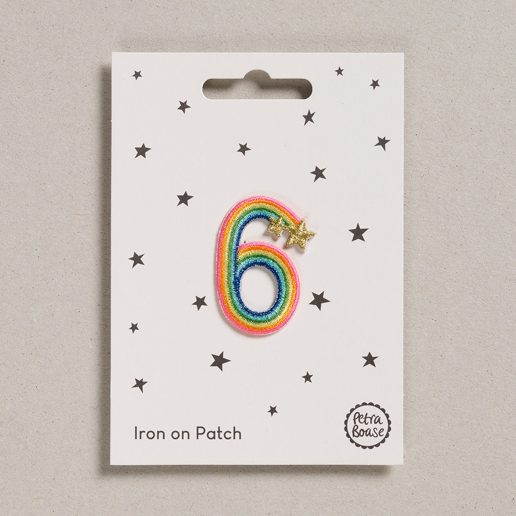 Iron on Patch - Rainbow Number - Six