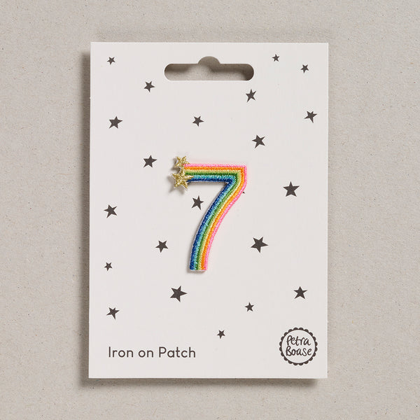 Iron on Patch - Rainbow Number - Seven