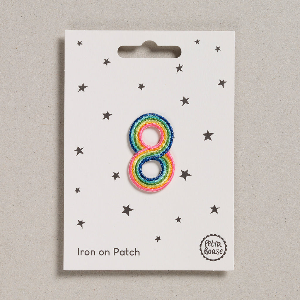 Iron on Patch - Rainbow Number - Eight