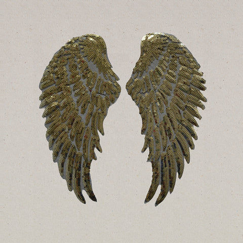 Iron on Patch - Set of 2 Gold Sequin Wings (Lge)