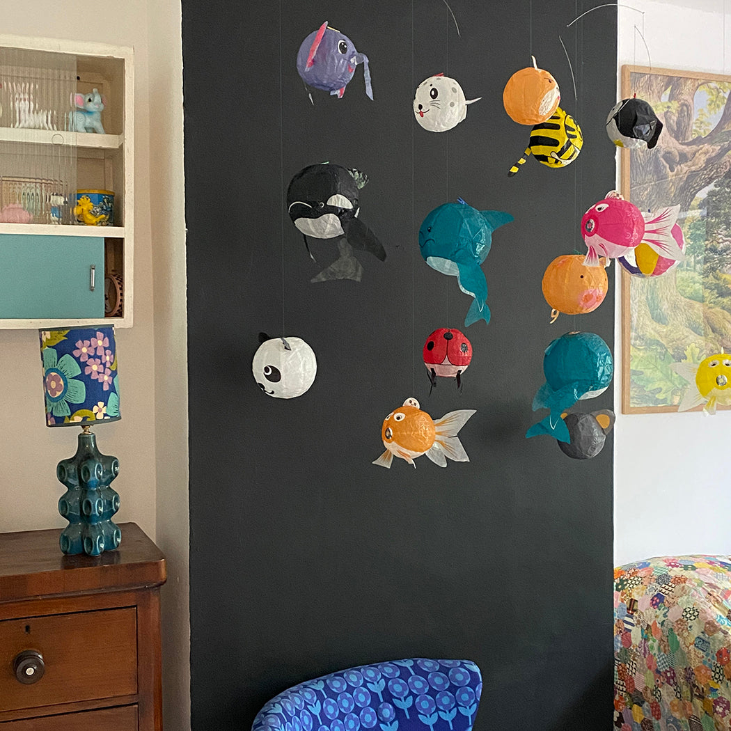 Japanese Paper Balloons Hanging From Our Mobiles in a Kids Room | Petra Boase