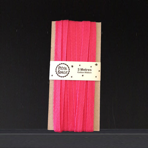 Cotton Herringbone Ribbon - Pink