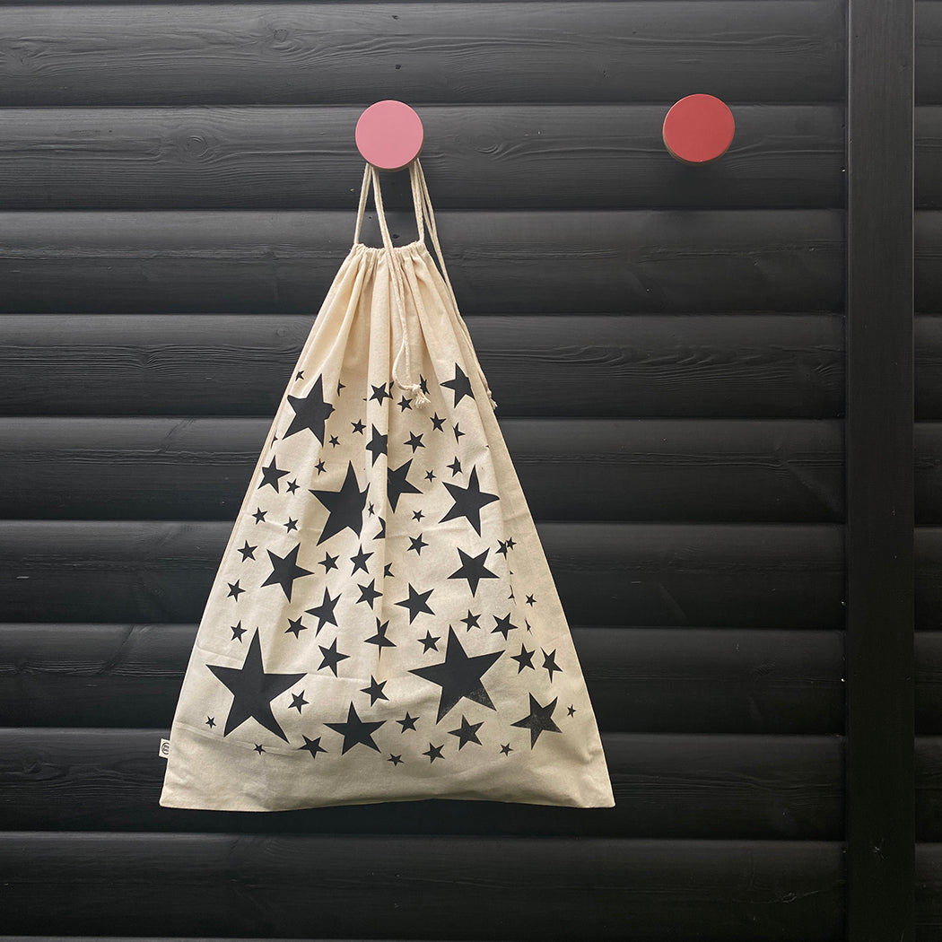 Star Drawstring Bag - Black