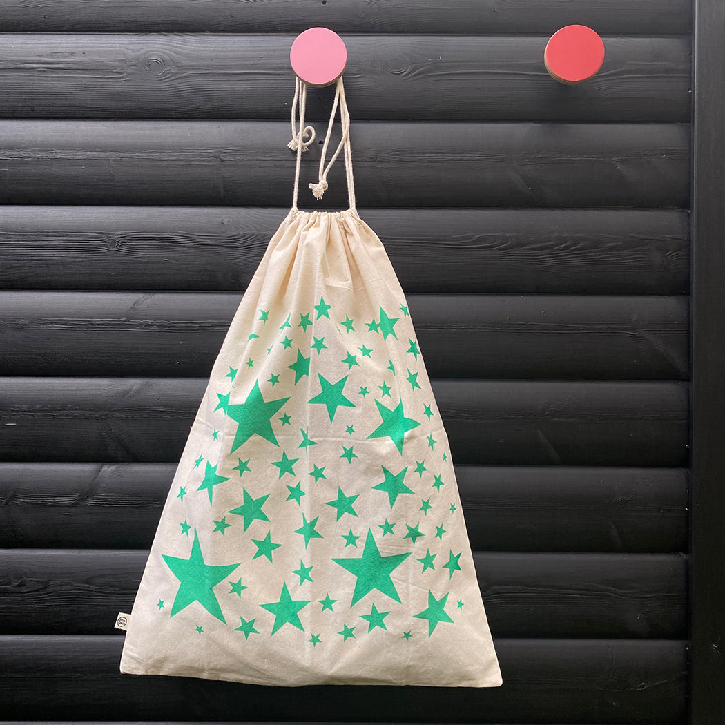 Star Drawstring Bag - Green
