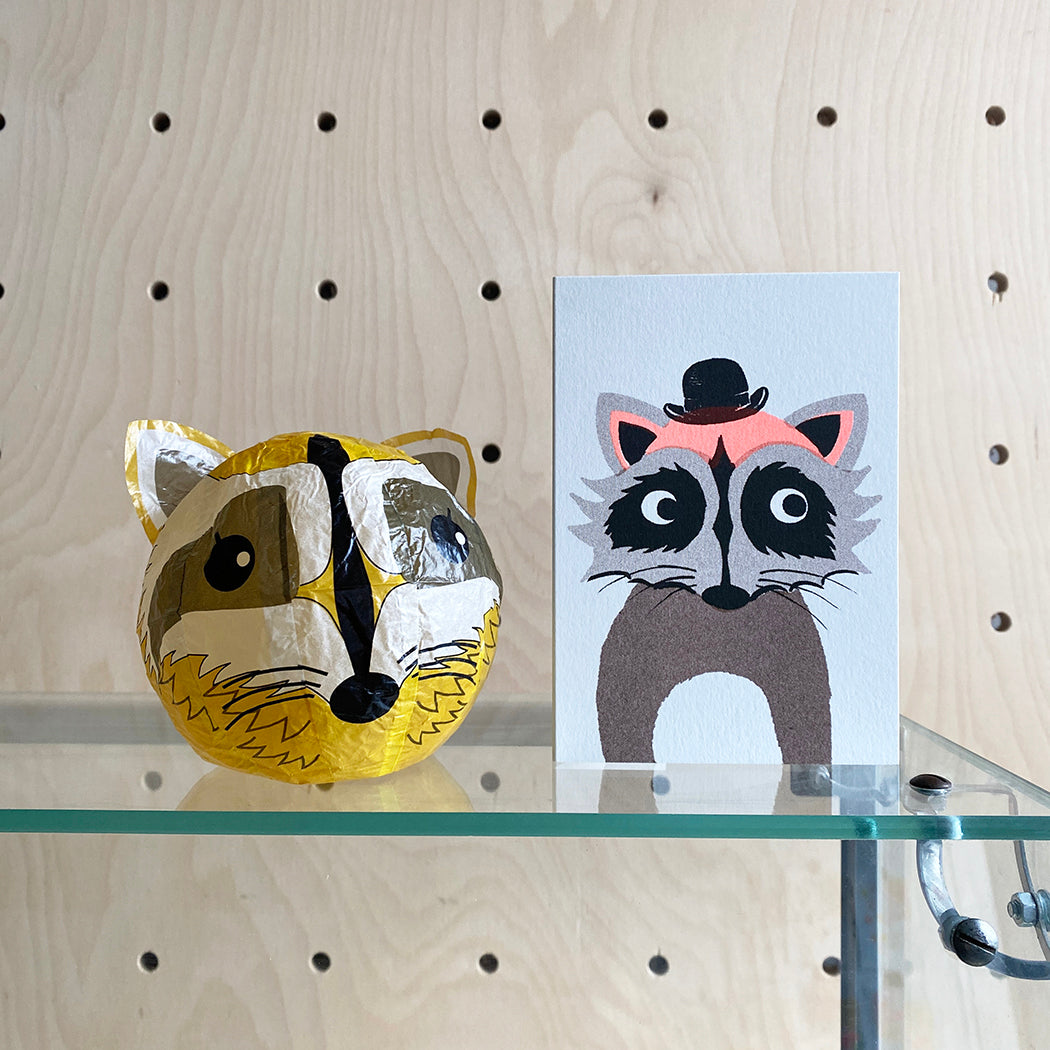 Paper Balloon Card - Raccoon