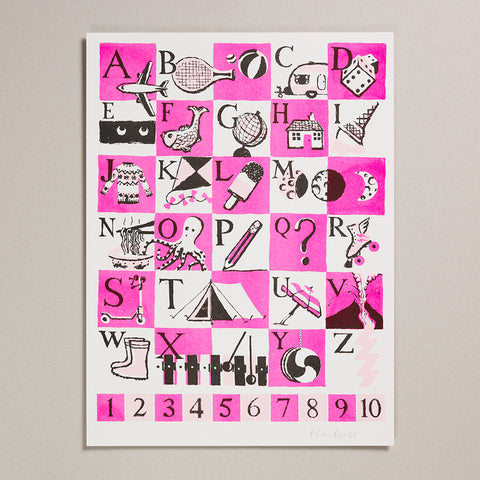 Risograph Print (30x40cm) - Pink Alphabet