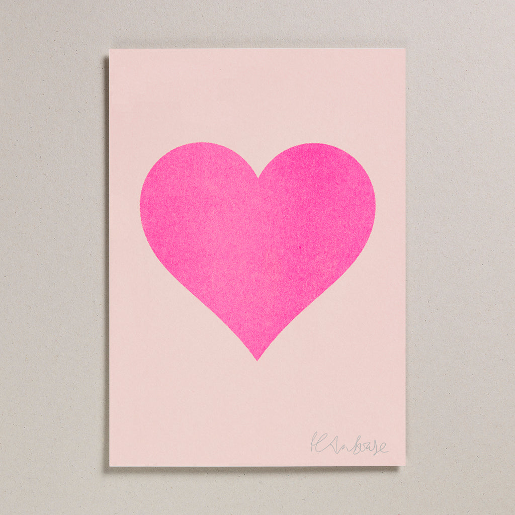 Risograph Print (A4) - Blush - Pink Heart