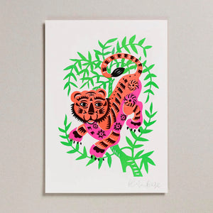 Risograph Print (A4) - Tiger