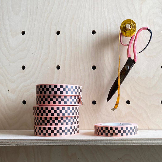 Peach Check Adhesive Paper Tape